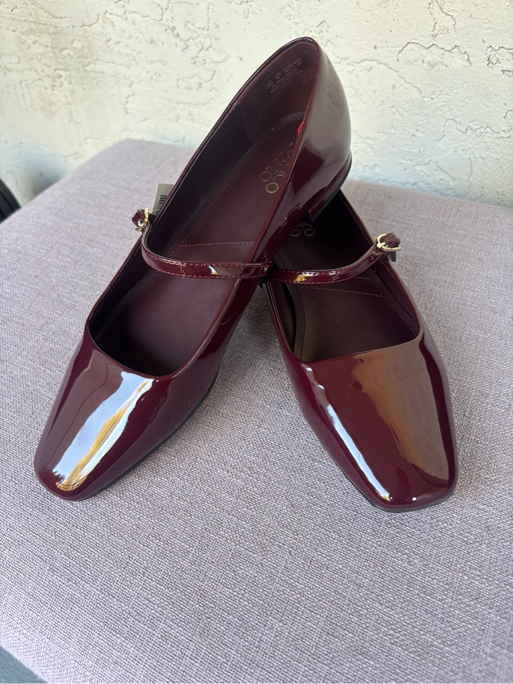 Franco Sarto Glossy Burgundy Mary Jane Flats